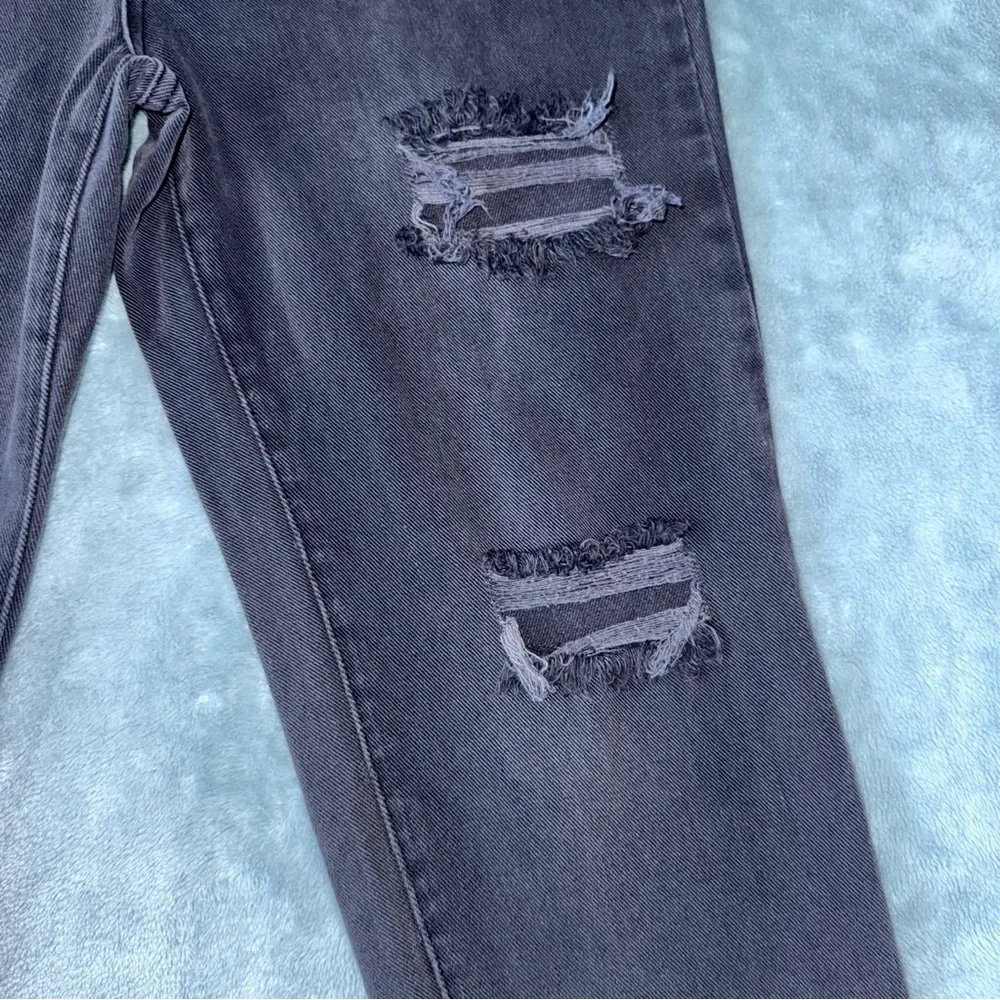 PacSun High Rise Straight Button Fly Black Distressed Raw Hem Jeans Size‎ 27